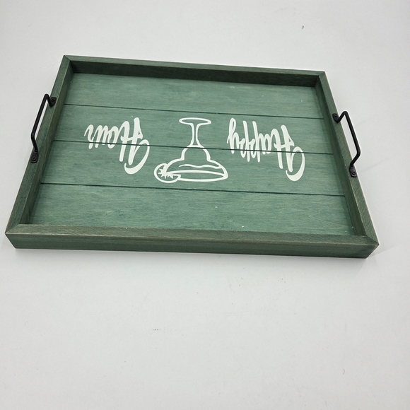 Green Wooden Happy Hour Serving Tray - Picture 10 of 11